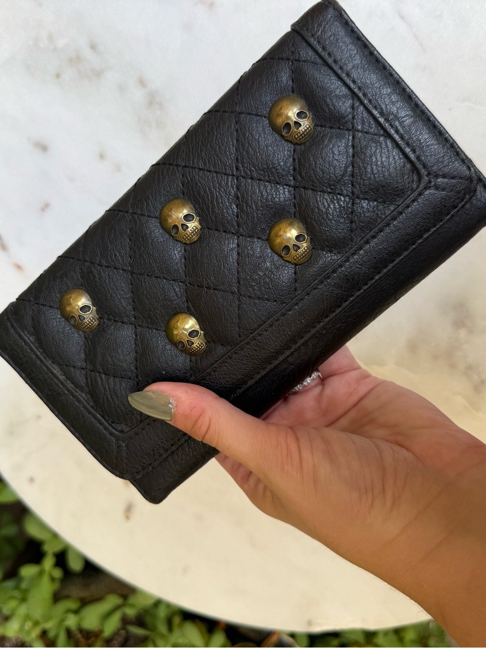 Vintage Loungefly Wallet Black Studded Sugar Skull Trifold